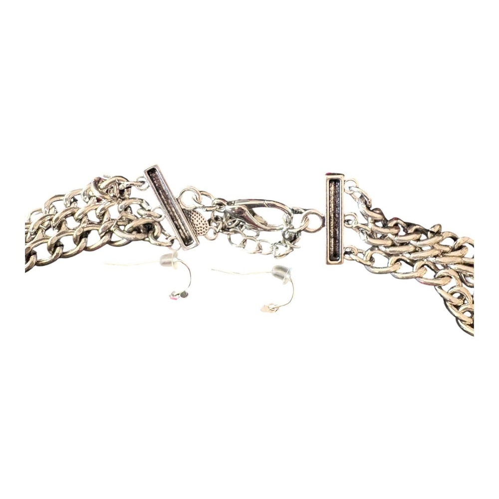 Vintage Signature Series Silver Multi Strand Chain Necklace and Earrings Set - Picture 3 of 3